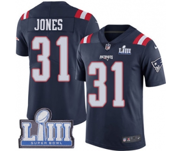 #31 Limited Jonathan Jones Navy Blue Nike NFL Youth Jersey New England Patriots Rush Vapor Untouchable Super Bowl LIII Bound