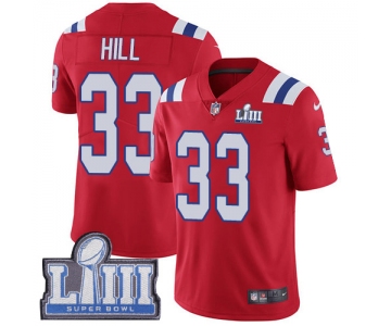 #33 Limited Jeremy Hill Red Nike NFL Alternate Youth Jersey New England Patriots Vapor Untouchable Super Bowl LIII Bound
