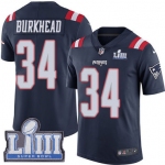 #34 Limited Rex Burkhead Navy Blue Nike NFL Youth Jersey New England Patriots Rush Vapor Untouchable Super Bowl LIII Bound