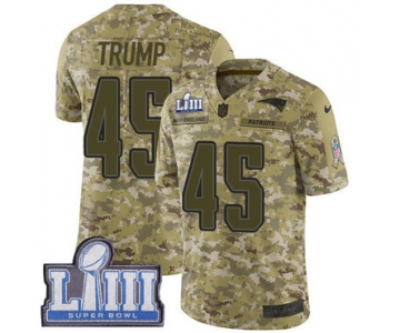 #45 Limited Donald Trump Camo Nike NFL Youth Jersey New England Patriots 2018 Salute to Service Super Bowl LIII Bound
