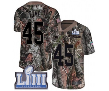 #45 Limited Donald Trump Camo Nike NFL Youth Jersey New England Patriots Rush Realtree Super Bowl LIII Bound