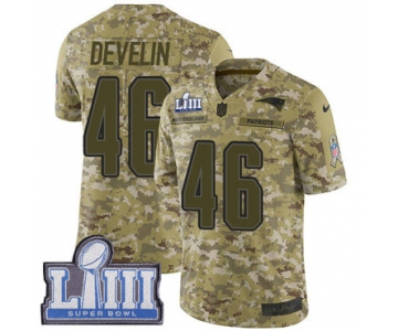 #46 Limited James Develin Camo Nike NFL Youth Jersey New England Patriots 2018 Salute to Service Super Bowl LIII Bound