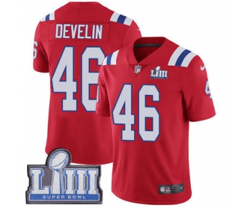 #46 Limited James Develin Red Nike NFL Alternate Youth Jersey New England Patriots Vapor Untouchable Super Bowl LIII Bound