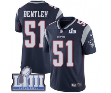 #51 Limited Ja'Whaun Bentley Navy Blue Nike NFL Home Youth Jersey New England Patriots Vapor Untouchable Super Bowl LIII Bound