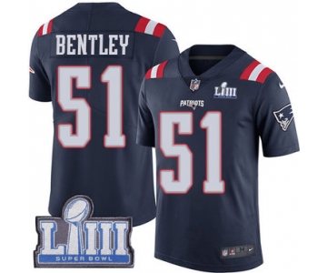 #51 Limited Ja'Whaun Bentley Navy Blue Nike NFL Youth Jersey New England Patriots Rush Vapor Untouchable Super Bowl LIII Bound