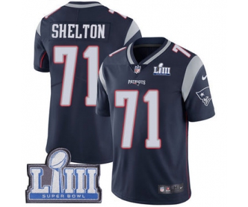 #71 Limited Danny Shelton Navy Blue Nike NFL Home Youth Jersey New England Patriots Vapor Untouchable Super Bowl LIII Bound