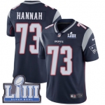 #73 Limited John Hannah Navy Blue Nike NFL Home Youth Jersey New England Patriots Vapor Untouchable Super Bowl LIII Bound