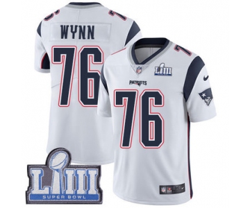 #76 Limited Isaiah Wynn White Nike NFL Road Youth Jersey New England Patriots Vapor Untouchable Super Bowl LIII Bound