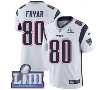 #80 Limited Irving Fryar White Nike NFL Road Youth Jersey New England Patriots Vapor Untouchable Super Bowl LIII Bound