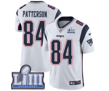 #84 Limited Cordarrelle Patterson White Nike NFL Road Youth Jersey New England Patriots Vapor Untouchable Super Bowl LIII Bound