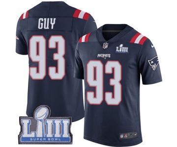 #93 Limited Lawrence Guy Navy Blue Nike NFL Youth Jersey New England Patriots Rush Vapor Untouchable Super Bowl LIII Bound