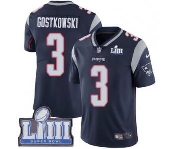 Youth New England Patriots #3 Stephen Gostkowski Navy Blue Nike NFL Home Vapor Untouchable Super Bowl LIII Bound Limited Jersey