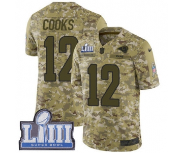 #12 Limited Brandin Cooks Camo Nike NFL Youth Jersey Los Angeles Rams 2018 Salute to Service Super Bowl LIII Bound