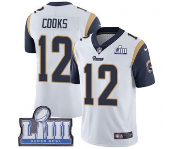 #12 Limited Brandin Cooks White Nike NFL Road Youth Jersey Los Angeles Rams Vapor Untouchable Super Bowl LIII Bound