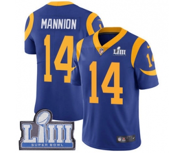#14 Limited Sean Mannion Royal Blue Nike NFL Alternate Youth Jersey Los Angeles Rams Vapor Untouchable Super Bowl LIII Bound