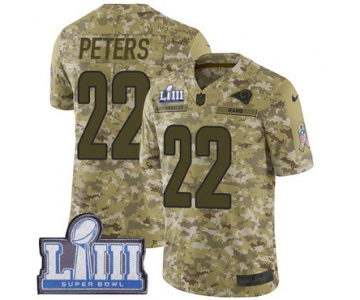 #22 Limited Marcus Peters Camo Nike NFL Youth Jersey Los Angeles Rams 2018 Salute to Service Super Bowl LIII Bound