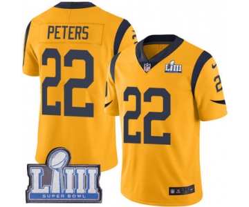 #22 Limited Marcus Peters Gold Nike NFL Youth Jersey Los Angeles Rams Rush Vapor Untouchable Super Bowl LIII Bound