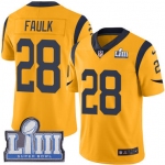 #28 Limited Marshall Faulk Gold Nike NFL Youth Jersey Los Angeles Rams Rush Vapor Untouchable Super Bowl LIII Bound