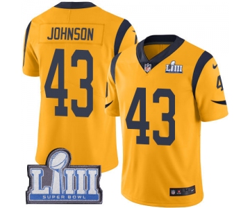 #43 Limited John Johnson Gold Nike NFL Youth Jersey Los Angeles Rams Rush Vapor Untouchable Super Bowl LIII Bound