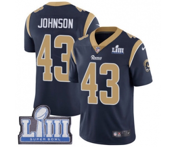 #43 Limited John Johnson Navy Blue Nike NFL Home Youth Jersey Los Angeles Rams Vapor Untouchable Super Bowl LIII Bound