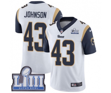 #43 Limited John Johnson White Nike NFL Road Youth Jersey Los Angeles Rams Vapor Untouchable Super Bowl LIII Bound