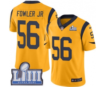 Youth Los Angeles Rams #56 Limited Dante Fowler Jr Gold Nike NFL Rush Vapor Untouchable Super Bowl LIII Bound Limited Jersey