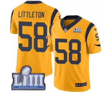 Youth Los Angeles Rams #58 Cory Littleton Gold Nike NFL Rush Vapor Untouchable Super Bowl LIII Bound Limited Jersey