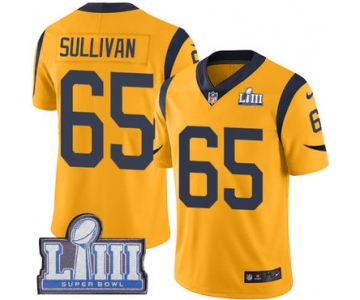 Youth Los Angeles Rams #65 John Sullivan Gold Nike NFL Rush Vapor Untouchable Super Bowl LIII Bound Limited Jersey