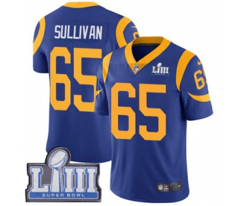 Youth Los Angeles Rams #65 John Sullivan Royal Blue Nike NFL Alternate Vapor Untouchable Super Bowl LIII Bound Limited Jersey