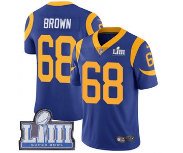Youth Los Angeles Rams #68 Jamon Brown Royal Blue Nike NFL Alternate Vapor Untouchable Super Bowl LIII Bound Limited Jersey