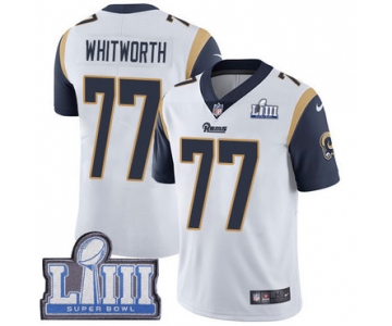 Youth Los Angeles Rams #77 Andrew Whitworth White Nike NFL Road Vapor Untouchable Super Bowl LIII Bound Limited Jersey