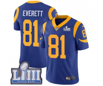 Youth Los Angeles Rams #81 Limited Gerald Everett Royal Blue Nike NFL Alternate Vapor Untouchable Super Bowl LIII Bound Limited Jersey