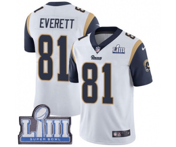 Youth Los Angeles Rams #81 Limited Gerald Everett White Nike NFL Road Vapor Untouchable Super Bowl LIII Bound Limited Jersey