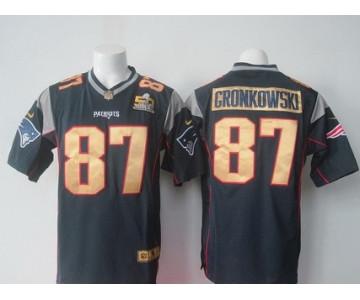 Men's New England Patriots #87 Rob Gronkowski Navy Blue Super Bowl 50th Anniversary 2016 NFL Nike Game Jersey