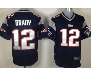 Nike New England Patriots #12 Tom Brady Blue Game Jersey