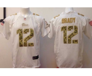 Nike New England Patriots #12 Tom Brady Salute to Service White Game Jersey