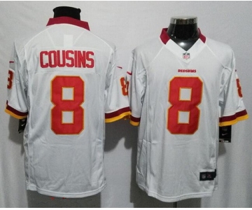Men's Washington Redskins #8 Kirk Cousins White Road Stitched NFL Nike Game Jersey
