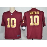Nike Washington Redskins #10 Robert Griffin III Red With Gold Game Jersey