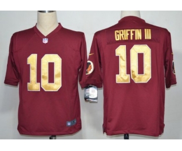 Nike Washington Redskins #10 Robert Griffin III Red With Gold Game Jersey