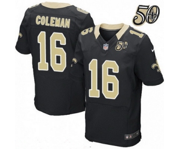 Men's New Orleans Saints #16 Brandon Coleman Black 50th Season Patch Stitched NFL Nike Elite Jersey