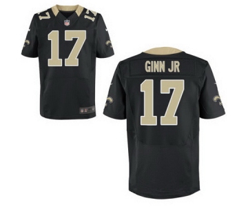 Men's New Orleans Saints #17 Ted Ginn Jr Black Team Color Stitched NFL Nike Elite Jersey