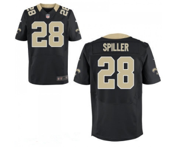 Men's New Orleans Saints #28 C.J. Spiller Black Team Color Stitched NFL Nike Game Jersey