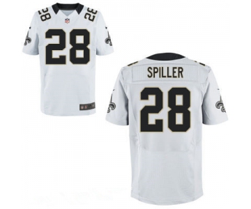 Men's New Orleans Saints #28 C.J. Spiller White Road Stitched NFL Nike Game Jersey