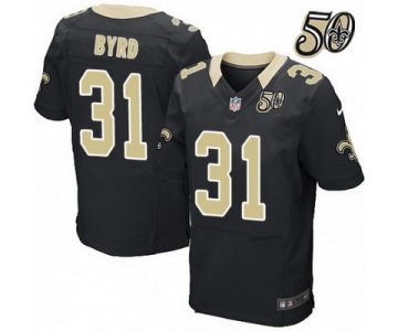 Men's New Orleans Saints #31 Jairus Byrd Black 50th Season Patch Stitched NFL Nike Elite Jersey