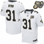 Men's New Orleans Saints #31 Jairus Byrd White 50th Season Patch Stitched NFL Nike Elite Jersey