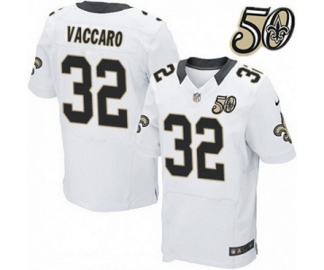 Men's New Orleans Saints #32 Kenny Vaccaro White 50th Season Patch Stitched NFL Nike Elite Jersey