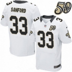 Men's New Orleans Saints #33 Jamarca Sanford White 50th Season Patch Stitched NFL Nike Elite Jersey