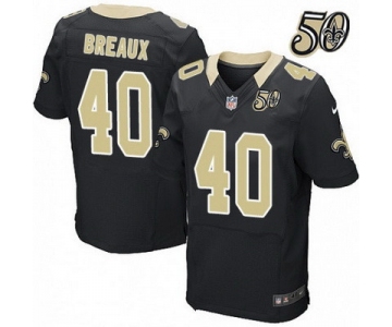 Men's New Orleans Saints #40 Delvin Breaux Black 50th Season Patch Stitched NFL Nike Elite Jersey