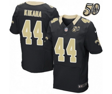 Men's New Orleans Saints #44 Hau'oli Kikaha Black 50th Season Patch Stitched NFL Nike Elite Jersey