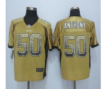 Men's New Orleans Saints #50 Stephone Anthony Nike Drift Fashion Gold Elite Jersey